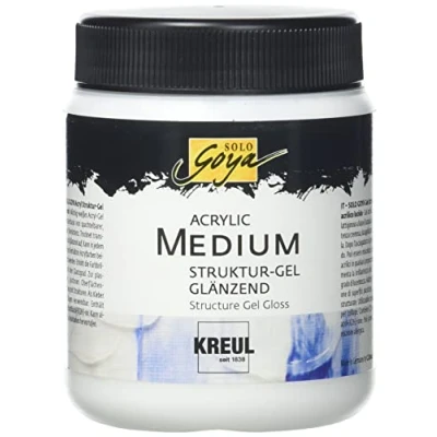 Immagine di KREUL 87105 Solo Goya Acrylic medium vasetto da 250 ml Gel a struttura lucida Consistenza cremosa, applicabile con una spatola Trasparente e lucido dopo l&#039;asciugatura Può essere colorato