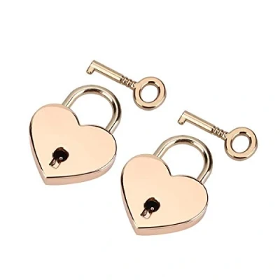 Immagine di Lucchetto a Forma Di Cuore, 2 Pezzi Mini in Oro Rosa, Lucchetti Dell&#039;amore Del Cuore Con Chiave, Piccolo Per Diario,
