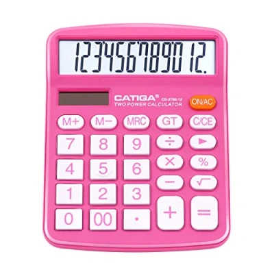Immagine di Calcolatrice da scrivania a 12 cifre con grande schermo LCD e pulsante sensibile, doppia alimentazione solare batteria, funzione standard per ufficio, casa, scuola, CD 2786