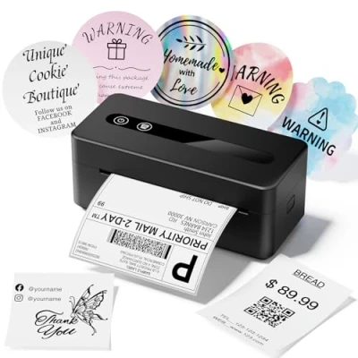 Immagine di TATTMUSE Stampante Termica Etichette 4x6, Adesive Supporta Bluetooth e USB, Spedizione Compatibile con Ebay, Amazon, Etsy, UPS, Wish, Shopify, Otto, DHL