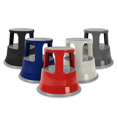 Immagine di Office Marshal Sgabello a rotelle certificato TÜV + GS molti colori plastica o acciaio (grigio, metallo)