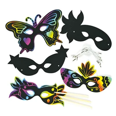 Immagine di Baker Ross Maschere di Carnevale scratch art per bambini (confezione da 10)