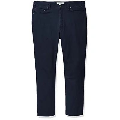 Immagine di Amazon Essentials Pantaloni in Twill Elasticizzati con 5 Tasche Taglio Dritto Uomo, Blu Marino, 36W / 32L