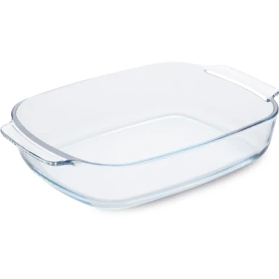 Immagine di Guardini, Teglia Rettangolare Con Manici, In Vetro Borosilicato, Resistente agli Shock Termici, 30x20x6cm 2,0L, Trasparente/Azzurro