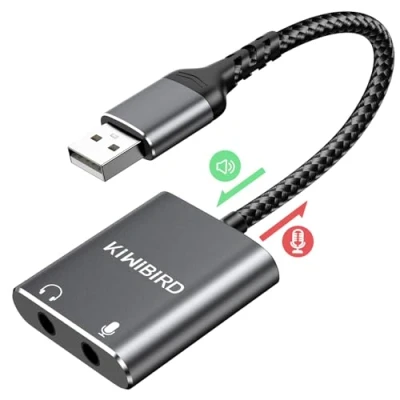 Immagine di KiWiBiRD Adattatore USB a Jack 3,5mm, per Cuffie e Microfono, Scheda Audio Stereo Esterna con DAC compatibile MacBook Air Pro, PS4, PS5, Windows PC, Chromebook, Raspberry Pi, Mac
