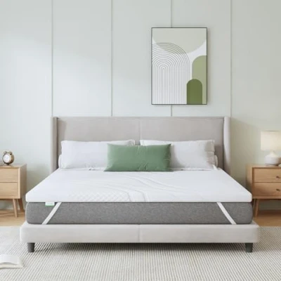 Immagine di Novilla Topper 180x200, Singolo in Memory Foam e Schiuma Fibra di Bambù 5cm，Favorisce la Ventilazione Permeabilità All&#039;aria, Buon Supporto, Eccellente Fascia Elastica Antiscivolo