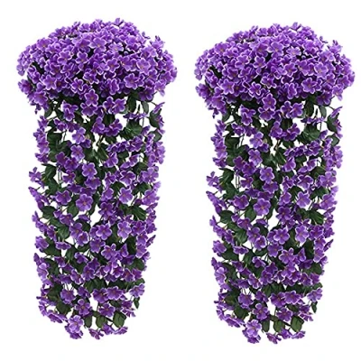 Immagine di Fycooler Fiori Artificiali Glicine, Fiore Glicine Artificiale Finto Pianta Rampicante Seta in Rattan Ghirlanda Party Domestica Appeso Wedding Decorazione 2 Pezzi
