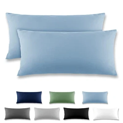 Immagine di REDKEY Coppia di Federe 40 x 80 cm, Set 2 Tessuti per Cuscino Letto, con Coperchio Ribaltabile (senza Cerniera), 100% Microfibra è morbida e traspirante，Azzurro