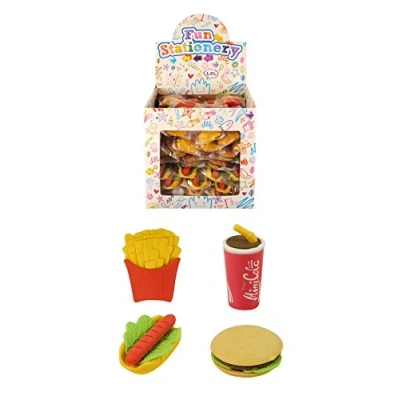 Immagine di HENBRANDT Set di 4 gomme da cancellare per fast food in 3D, riempire sacchetti feste, regali classe, articoli cancelleria, cancelleria bambini ragazzi e ragazze,