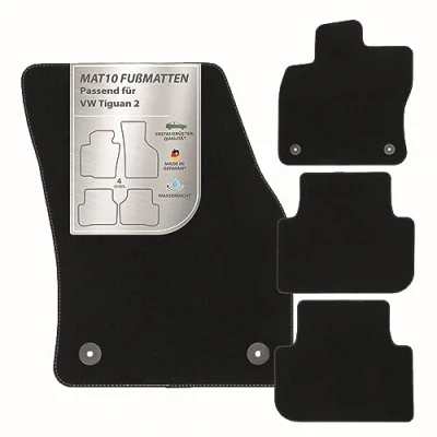 Immagine di MAT10 Tappetini per Auto Adatti VW Tiguan 2 (a Partire dall&#039;anno di Costruzione 04/2016, Tipo AD1), in Velluto, Set da 4 Pezzi, qualità Originale Durevole, Made Germany, Colore Nero