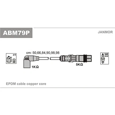 Immagine di JANMOR ABM79P Kit Cavi Accensione VOLKSWAGEN: Transporter 4 Bus,