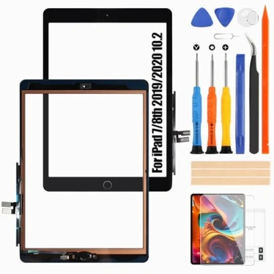 Immagine di Schermo per iPad 10,2 7th 2019 / 8th 2020 generazione Touchscreen, 8 Touch Screen Vetro Digitizer Replacement A2197 A2198 A2200 A2270 A2428 A2429 A2430 (con Home Buttone) (Nero)