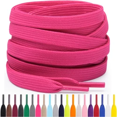 Immagine di Miscly Lacci Piatti per Scarpe Sportive, Disponibili in Varie Lunghezze e Colori (Rosa Fluo, 69 cm)