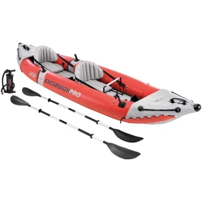 Immagine di Intex 68309NP Canoa Gonfiabile Excursion Pro K2, 2 posti, con Accessori, PVC, Rosso, 384x94x46 cm