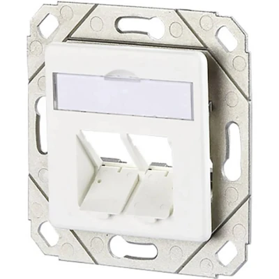 Immagine di Metz Connect Presa di rete Da incasso Inserto con piastra centrale Non classificata 2 Porte Bianco puro (RAL 9010)