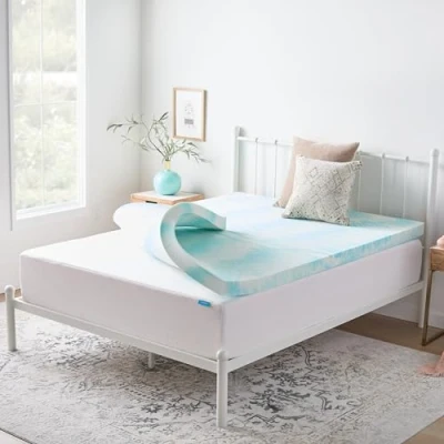 Immagine di Linenspa Topper in memory foam a spirale gel, blu, king size