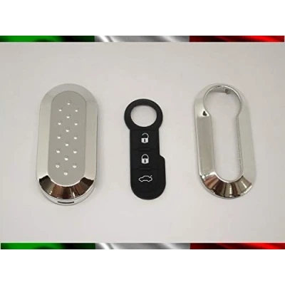 Immagine di COVER CHIAVE GUSCIO + TASTI TASTINI IN GOMMA COMPATIBILE CON FIAT 500 GRANDE PUNTO EVO BRAVO PANDA 500L LANCIA Y YPSILON MUSA DELTA SCOCCA ARGENTO Video Tutorial Esplicativo Per Il Montaggio