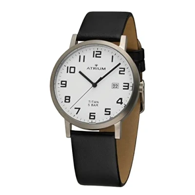 Immagine di Atrium Orologio da polso uomo in titanio analogico al quarzo con data e cinturino pelle Nero A40 10, , cinghia