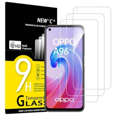 Immagine di NEW&#039;C 3 Pezzi, Vetro Temperato per Oppo A96 4G, A36, Pellicola Prottetiva Anti Graffio, Impronte, Senza Bolle, Durezza 9H, 0,33mm Ultra Trasparente, Resistente