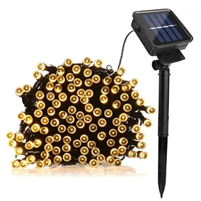 Immagine di Lamker 5M 50LED Catena Luminosa Solare Bianco Caldo Esterno Impermeabile Lucine 8 Modalità Illuminazione Stringa Luci per Patio Balcone Giardino Albero Matrimonio Natale Festa Ghirlanda Decorative