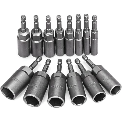Immagine di HATANSE 14 Pezzi Bussole per Avvitatore ad Impulsi 619mm Adattatori Esagonali Hexagon Nut Driver Drill Bit 1/4&quot; Approfondire 34mm Trapani Dadi e a Percussione
