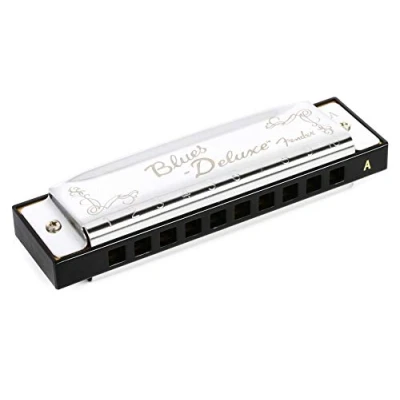 Immagine di Fender Blues Deluxe Armonica, Chiave di A, 10 Fori, Cromata in Nichel, Include Custodia