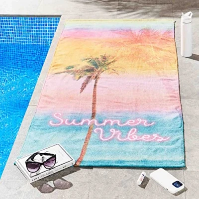 Immagine di Sassy B Summer Vibes Telo mare in cotone, 76 x 160 cm, colore: Bianco