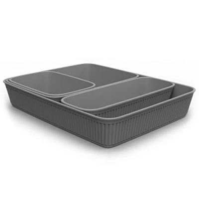 Immagine di TATAY Set di 4 Organizer (1 unità Slim + 1 A6 A5 A4) Baobab, Polipropilene, senza BPA, Grigio