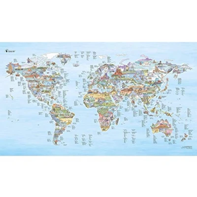 Immagine di Fishing Spots Map by Awesome Maps Mappa del mondo illustrata per avventurieri ed esploratori riscrivibile 97,5 x 56 cm