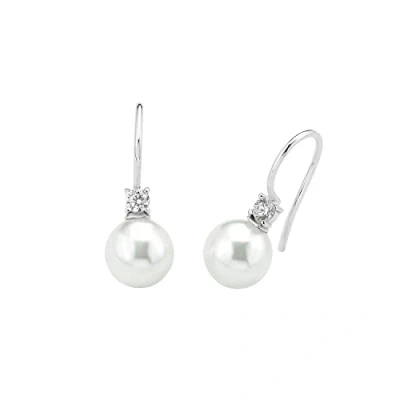 Immagine di Amor Orecchini da Donna in Argento 925, con Zirconi Sintetici, perle di cera, 2.2 cm, Argento, Forniti Confezione Regalo per Gioielli, 2017175, cm