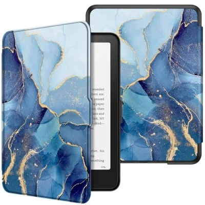 Immagine di FINTIE Custodia per 7&quot; Kindle Paperwhite 2024 (12ª Generazione) e Colorsoft Signature Edition (1ª Generazione), Sottile Leggero Protettiva Cover con Auto Sveglia/Sonno, Ocean Marble