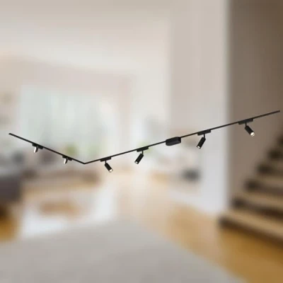 Immagine di BRILONER sistema a binario set completo, 4x faretti LED, 2x forma di L, lampade, illuminazione soffitto, per faretti, lampada 3m, nero