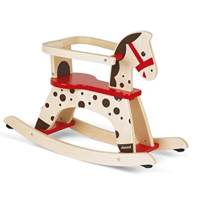 Immagine di Janod Cavallo A Dondolo in Legno Caramello Giocattolo Primo Anno Apprendimento Equilibrio Partire dall&#039;anno, J05984, Marrone e Rosso