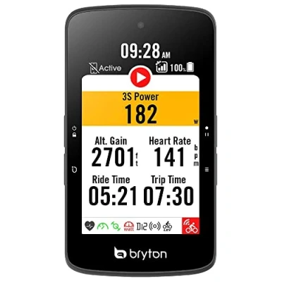 Immagine di Bryton Unisex Adulto Rider S800T con Kit Dual Sensor, Fascia Cardio e Supporto Frontale in Alluminio, Nero, Taglia Unica