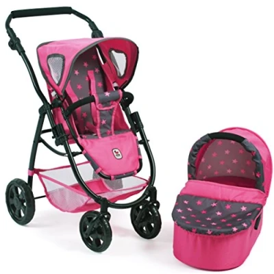 Immagine di Bayer Chic 2000 638 82 Passeggino Combinato per Bambole Emotion 2 in 1, Motivo: Stelline, Colore: Rosa