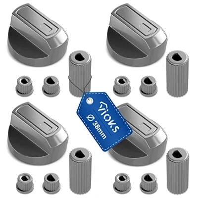 Immagine di VIOKS Set di 4 manopole per fornelli elettrici e a gas, diametro 38 mm, interruttore 16 pezzi, interruttori forni