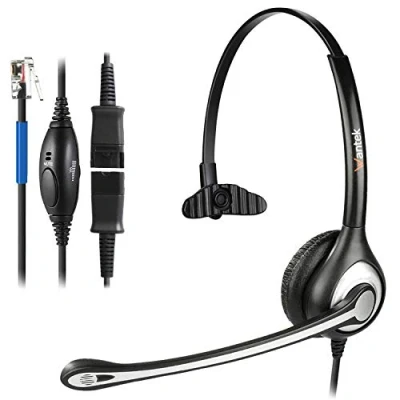 Immagine di Wantek Cuffie Telefono Fisso RJ9 Monoaurale con Microfono Cancellazione del Rumore e Quick Disconnect, Auricolare Ufficio per Cisco 7942 7971 o Plantronics M10 M12 Amplificatore(600QC1)