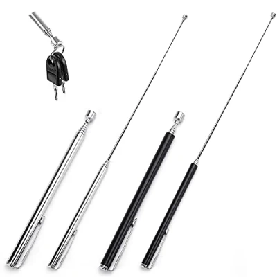 Immagine di XAVSWRDE 4 Pezzi Asta Telescopica Portatile e Magnetica Lunghezze Regolabili da 12,5 a 65 cm Strumento di Raccolta Magnetico Estensibile in Acciaio inox per Anziani Donne Incinte (Nero Argento)