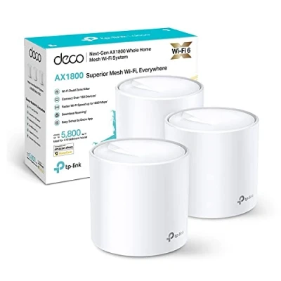 Immagine di TP Link Deco X20 Wi Fi 6 Mesh, Dual Band AX1800, Modalità Router e Access Point, 2 Porte Ethernet Gigabit, Sostituisce Extender, 3 Pezzi con Copertura Fino a 540㎡, Compatibile Alexa