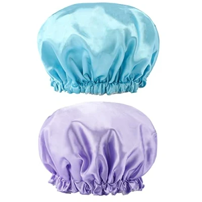 Immagine di G2PLUS 2 Pack Cuffia Capelli Doccia da Impermeabile Riutilizzabile Bagno Donna Elastico a Doppio Strato,per Spa Salon