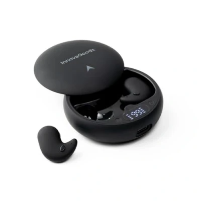 Immagine di InnovaGoods® cuffie per dormire, design piccolo, ideali persone che dormono lateralmente, 4 5H di autonomia, wireless Bluetooth 5.4, schermo LCD, compatibile con iOS e Android.