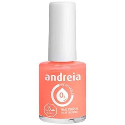 Immagine di Andreia Vernis Halal Smalto Vegan, Permeabile e Traspirante conforme ai requisiti Alta Qualità Colore B5 Corallo Sfumature di Rosa 10,5 ml