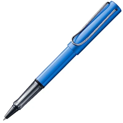 Immagine di Lamy AL star oceanblue roller con impugnatura trasparente ed ergonomica e larghezza di tratto M corpo in alluminio leggero ricambio 63 nero incluso