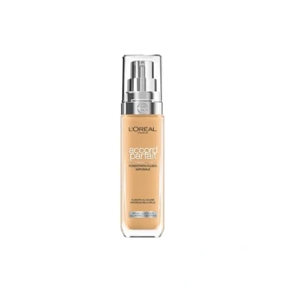 Immagine di L&#039;Oréal Paris Fondotinta Liquido, Incarnato Uniforme e Illuminato, Finish Naturale, Per Tutti i Tipi di Pelle, Formula con Acido Ialuronico, Accord Parfait, Tonalità: 5.5N Sun, 30 ml