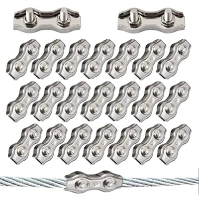 Immagine di 20 Pezzi Morsetto Duplex M3 Morsetti per Fune Metallica Funi in Acciaio Inossidabile 304 Clip Metallico Metalliche Cavi Sartiame da 3 mm