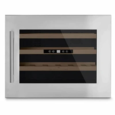 Immagine di Les Petits Champs Cave per vino da incasso 24 bottiglie di conversazione CAVCI24 57 L, porta in acciaio inox anti UV, sistema termoretraibile 5 C a 22 C, silenzioso, illuminazione, 3 ripiani