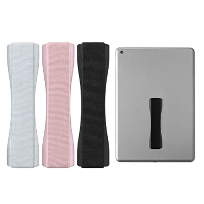 Immagine di kwmobile Supporto Dita per Tablet Set 3X Sostegno Adesivo Fascetta Elastica Impugnatura Mano Universale Compatibile con iPad Galaxy Tab Nero/Oro Rosa/Argento