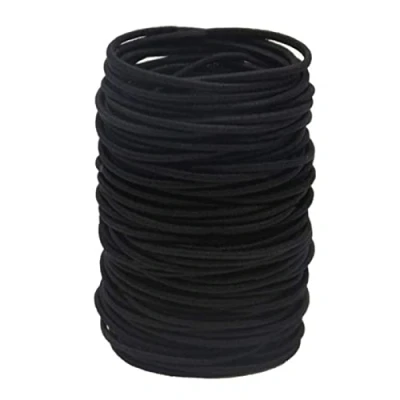 Immagine di 50 Pezzi Fasce Elastici per Capelli, 2mm Legami Coda di Cavallo, Capelli Bande Massa, Corda Ponytail Fermacoda Spessi, Nero…