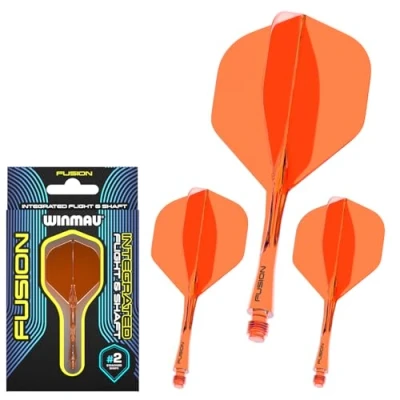 Immagine di WINMAU Fusion Fluoro Orange Medium Integrated Dart Flight and Shaft System 1 set per confezione (3 alette e aste in totale)