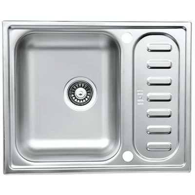 Immagine di Respekta Riverside Lavello da incasso in acciaio inox, 61,5 x 50 cm, con scolapiatti, adatto per armadi a partire cm di larghezza